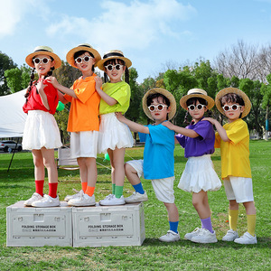 Childrens Day Performance Costumes <b>Candy</b> Color Class Uniforms For Kindergarten Graduation Photos Spandex Fabric - Product Image 2
