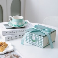 Ensemble tasse à café et soucoupe en céramique à motif de tulipes, tasse florale rétro peinte à la main, passe au micro-ondes, tasse à thé de l'après-midi en céramique pour cadeau