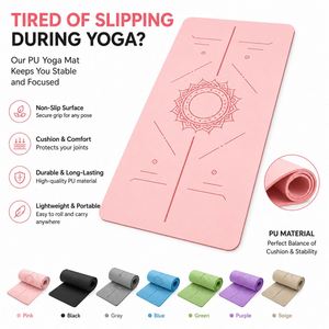 Tapis <span class=keywords><strong>de</strong></span> <span class=keywords><strong>yoga</strong></span> en PU avec guide d'alignement technique pour le <span class=keywords><strong>yoga</strong></span> chaud, la pratique <span class=keywords><strong>de</strong></span> l'équilibre et la vente au détail <span class=keywords><strong>de</strong></span> produits <span class=keywords><strong>de</strong></span> fitness haut <span class=keywords><strong>de</strong></span> gamme - Product Image 1