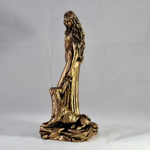 Figura Decorativa de Mitología Griega Antigua, Estatua de la Diosa Hécate Dorada, Escultura de Bruja Mágica, Decoración para Mesa del Hogar - Product Image 5