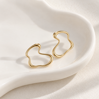 KAVNAR Boucles d'oreilles abstrait ondulé contour laiton doré or 14K minimaliste moderne