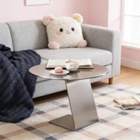 Table basse de balcon de style industriel et luxueux pour usage commercial - Mocha et table basse avec base en acier inoxydable