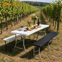 Table pliante rectangulaire moderne en plastique blanc portable de 6 pieds pour le camping en plein air, les barbecues, les pique-niques, la restauration, les banquets, les hôtels et les salles à manger