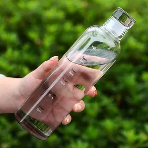 Botol air kaca hidrogen warna kustom mulut kecil 500ml botol air olahraga gym terisolasi vakum dengan skala waktu