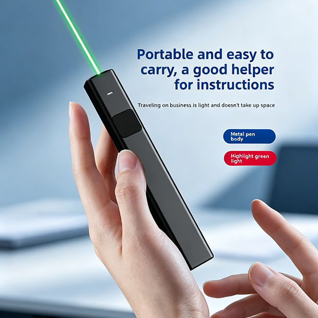 Portable Metal Laser Pointer Pen Type C Charging Green Light Laser for Teaching Real Estate Sandbox Work Guidance Flashlight
