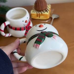 Tasses à café en céramique à prix abordable, tasses de Noël bonhomme de neige, vaisselle en gros, gobelets à eau - Product Image 4