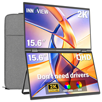 Moniteur portable double InnoView 15,6 pouces 2K QHD, moniteur de voyage 100% SRGB, connectivité pour ordinateur portable MacBook Windows PC