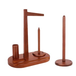 Wooden Yarn Rack With Magnetic Rotating Dispenser Phone Holder <b>Crochet</b> <b>Hook</b> Organizer Desktop Oval Shape 3 Floors Tree Material - Product Image 1