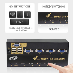 Dtvs <span class=keywords><strong>4</strong></span>-in-1 VGA + <span class=keywords><strong>USB</strong></span> 1080p 60Hz <span class=keywords><strong>usb</strong></span>-kích hoạt mở rộng hiển thị 1920*1080 <span class=keywords><strong>KVM</strong></span> chuyển đổi cho đa-máy tính điều khiển - Product Image 3