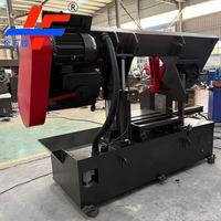 Mesin Gergaji Pita Horizontal Industri GZ4240 50 Semi Hidrolik Vise 400mm Pemotong Batang Bulat Dengan Sikat Pembersih Serpihan