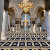 Tapis de prière en rouleau antidérapant, tissé à la machine, jacquard, lavable, rembourré, à poils longs, en laine/nylon, pour mosquée, pour un confort optimal