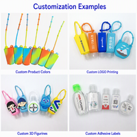 Porte-désinfectant pour les mains en silicone avec logo personnalisé, flacon de voyage rechargeable en gros avec sangle réglable, ensemble cadeau promotionnel pour l'école