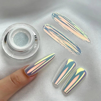 Poudre holographique chromée blanche effet coussin d'air, poudre néon métallique pour ongles, poudre magique effet miroir macaron, poudre scintillante aurore