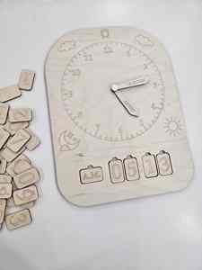 Montessori <b>Wooden</b> <b>Clock</b> Toy for Kids Learning Time Analog and <b>Digital</b> Matching Board Educational Puzzle Preschool Teaching Aid - Product Image 2