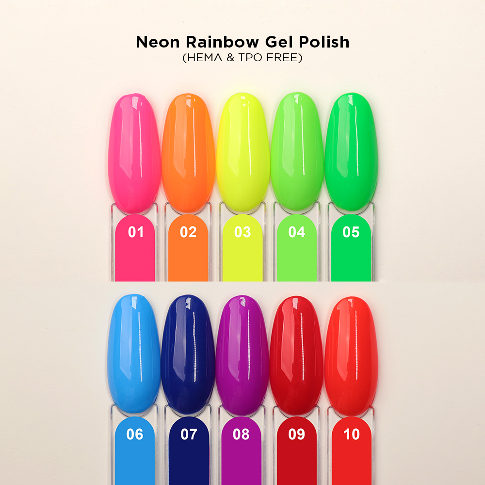 Vernis Gel Néon Arc-en-ciel (SANS HEMA NI TPO)