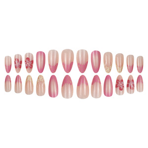 Faux ongles à couverture complète Pure Desire Style, motif floral <span class=keywords><strong>rouge</strong></span> français, forme <span class=keywords><strong>goutte</strong></span> d'eau, 24 pièces - Product Image 5