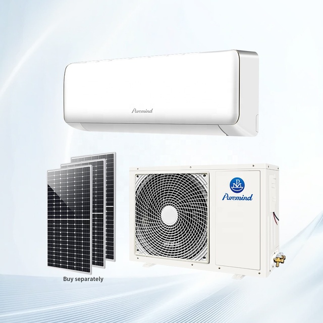 China Hybrid Solar DC Split Wall-Mounted Air Conditioner 9000-24000 BTU High Efficiency Cooling/Heating App-Controlled for