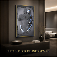 Tableaux Muraux 3D en Relief pour Couples, Figurines Texturées Or et Argent, Tableaux Métalliques 3D pour Salon, Hôtel, Bureau, Intérieur