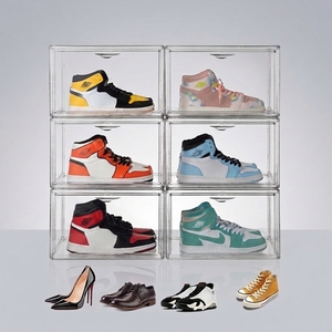 Caja de Zapatos Transparente Apilable Magnética de Plástico con Apertura Lateral Plegable, Personalizable con Logotipo OEM, para Almacenamiento de Zapatillas - Product Image 2