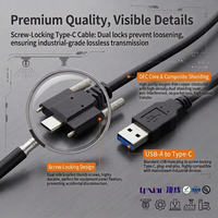 Kabel USB 3.0 Tipe-C Male ke USB-A Male Kustom OEM untuk Industri, Bersertifikasi UL2725 dengan Sekrup Pemasangan Panel