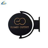 Boîte à lumière rotative circulaire montée sur le côté en métal Logo mural Logo de porte de magasin Boîte à lumière acrylique double face