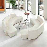 Ensemble de canapés de réception de bureau 7 places, luxe moderne, blanc, rembourré, modulaire, en tissu, canapé sectionnel pour espace de bureau