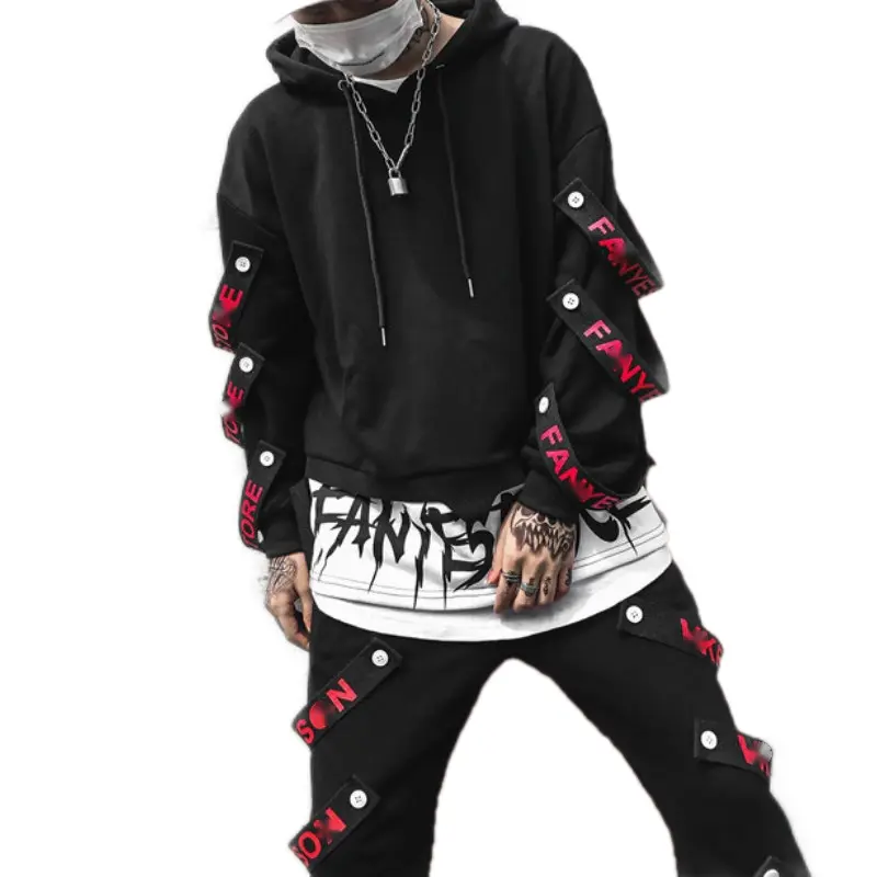 Custom Logo Casual Loose Hip Hop Fashionable Men's Hoodies Sweatshirts Oversized Street Style Cropped Mens Pullover Hoodie