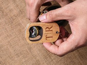 Wood Eco-Friendly Bottle Opener Keychain Personalized Engraved Monogram Letterpress Printed Portable Wooden <b>Keyring</b> Gift for <b>Men</b> - Product Image 3
