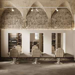 Estación de trabajo de estilo simple de muebles de barbería profesional moderna personalizada con iluminación LED para vitrinas de salón - Product Image 1