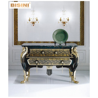 Tiroirs de coffre peints à la main en bois massif de style italien buffet de console de rangement décoratif de salon antique européen