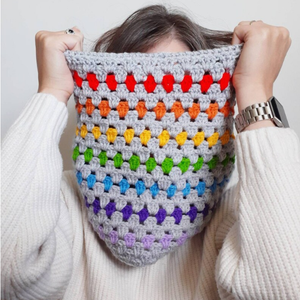 Écharpe au <span class=keywords><strong>crochet</strong></span> arc-en-ciel fait à la main pour <span class=keywords><strong>femme</strong></span>, écharpe chaude pour l'hiver, vente en gros, tricot chauffe-cou, F-378 - Product Image 4