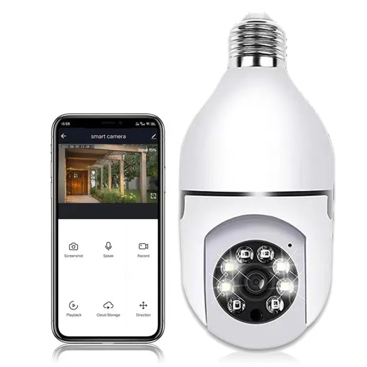 2MP Bulb Socket PTZ 1080P Wireless Surveillance Video Camera WiFi Security Light 360 Degree Panoramic Baby Pet CCTV Monitor