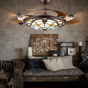 टिफ़नी छत प्रशंसक वापस लेने योग्य ब्लेड झूमर प्रकाश छत प्रशंसकों टिफ़नी प्रकाश स्थिरता के लिए भोजन कमरे में रहने वाले - Product Image 6