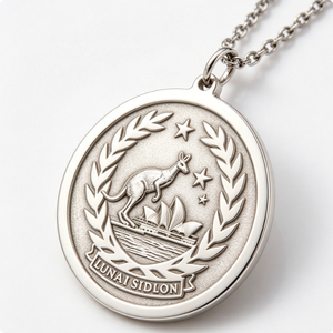 Médaille circulaire plaquée argent avec motif kangourou et Opéra de Sydney en relief, thème animal, pendentif souvenir - Product Image 3