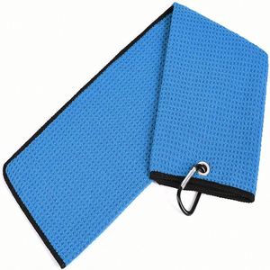 Wholesale Quick Dry Custom logo Printed Recycled Microfiber Waffle Caddie Golf Towel with <b>Hook</b> - Product Image 4