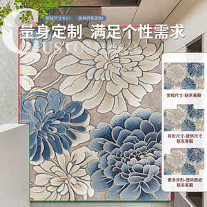 Tapis d'entrée floral rectangulaire en fibre de polyester antidérapant pour la maison, motif bleu brocart ciel - Product Image 5
