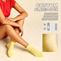 Chaussettes de Pilates personnalisées à volants pour femmes, chaussettes de yoga antidérapantes mignonnes pour femmes