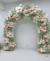 Nouvelle Arche Florale de Style Babysbreath, Composition de Roses en Soie Roses, Chemin de Table Floral Rond, Décoration de Centre de Table de Mariage