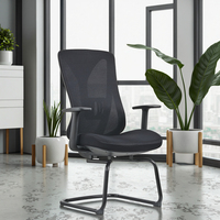Chaise de bureau moderne sans roulettes, réglable en hauteur, avec accoudoirs en tissu, structure en alliage d'aluminium et plastique, idéale pour salle de réunion de luxe