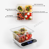 Boîte d'emballage transparente pour fruits frais à 4 compartiments Boîte d'emballage en plastique pour tomates coupées fruits à pâtisserie Cerise Boîtes pour fruits en PET