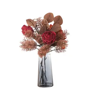 2024 फैक्टरी मूल्य थोक कृत्रिम फूल शादी की पार्टी गृह सजावट रेशम फूल गुलाब के गुलदस्ते