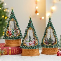 Lanterne à eau en forme de sapin de Noël avec boule à neige musicale, paillettes tourbillonnantes, neige, bonhomme de neige, décorations de Noël, cadeaux de Noël 2026