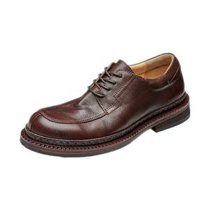 Chaussures en cuir véritable de style vintage, effet vieilli, bout rond, design classique décontracté, chaussures habillées et richelieu pour hommes - Product Image 1
