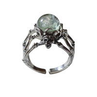 Bague Unisexe en Alliage de Verre Électroplaqué, Style Gothique Sombre, Punk Rétro, Nouveau Design Créatif Européen et Américain, Motif Araignée et Crâne, Personnalisation Prise en Charge