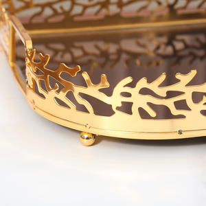 Plateau à fruits en métal poli à <span class=keywords><strong>motif</strong></span> <span class=keywords><strong>corail</strong></span>, design classique, pour salon, table basse, véranda, plateau de rangement - Product Image 3