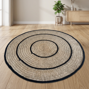 Tapis en macramé Home Basket Bali Agel & Palm, naturel noir/blanc, rond (diamètre 100-200 cm) - Product Image 3