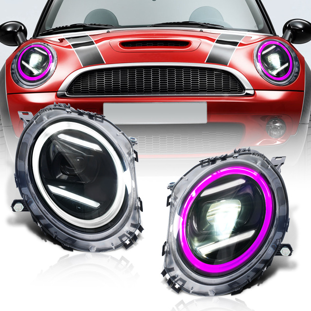 ARCHAIC RGB Startup Animation LED Headlight Mini Cooper R56 R57 R58 R59 2007-2013 Plug Play 12V Sequential Indicator 6000 Lumens