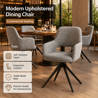 Fauteuil de salle à manger en tissu tressé motif étain avec dossier incurvé et base métallique à quatre branches pour café, boulangerie et pâtisserie