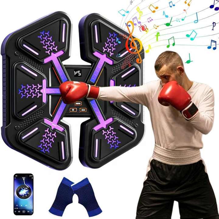 Wellshow Sport Wall Mounted Music Boxing Machine Smart LED Bluetooth Musical Boxing Machine 9 Speed Mode for Adults and Children