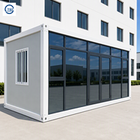Maison préfabriquée en conteneur à deux étages avec mur en verre modulaire, fenêtre à auvent, bureau temporaire, dortoir pour le personnel, structure en acier